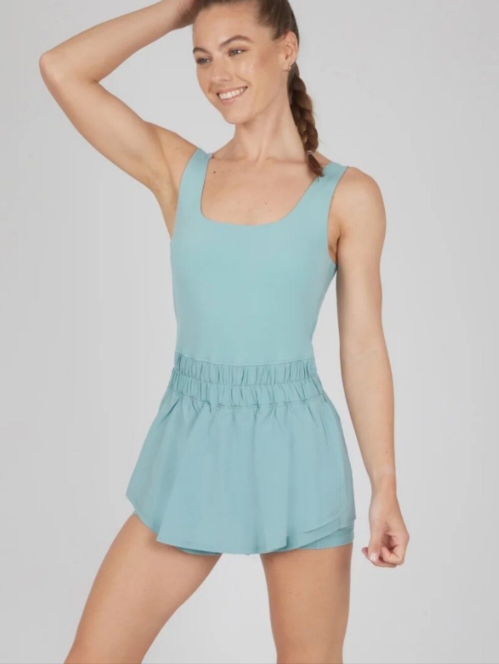 Women's Yogalicious Teal Hybrid Skort Romper Sz Medium